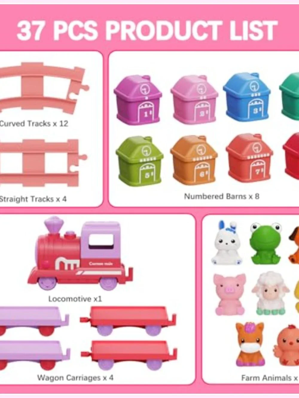 Electric Train Set with Farm Animals & Finger Puppets - Montessori Learning Toy